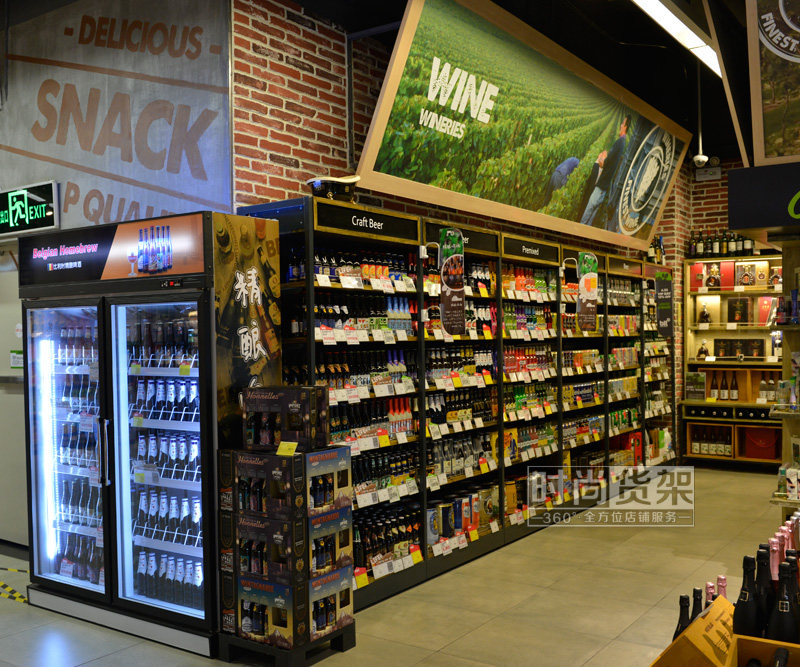 超市紅酒貨架_單面紅酒貨架